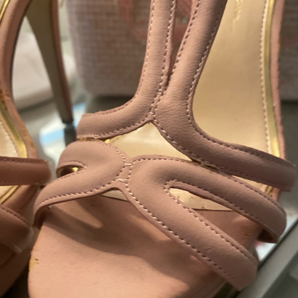 Women's Blush Pink Strappy Platform Heels - Picture 5 of 16
